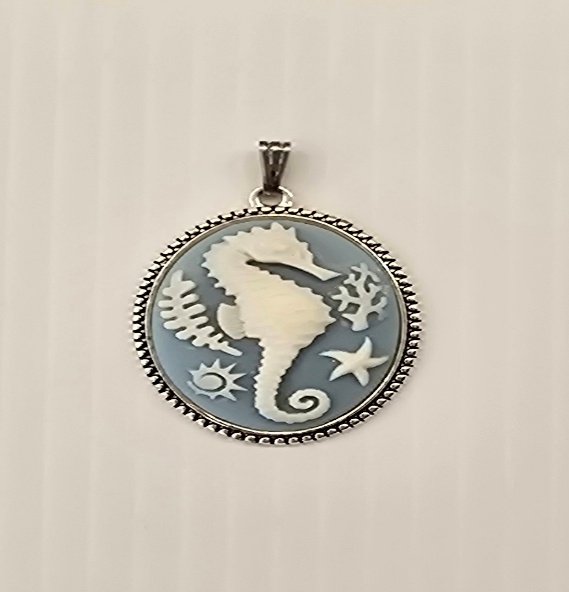 Vintage Necklace Pendant Nautical Seahorse