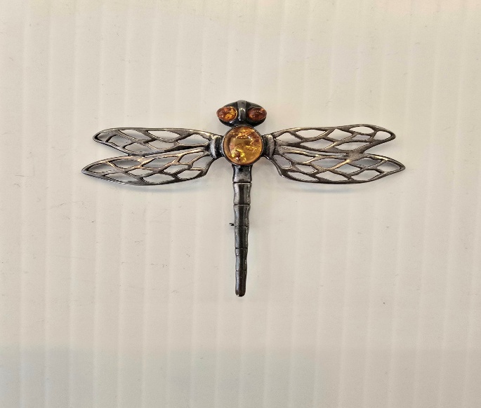 Vintage Dragonfly Brooch Silver -925