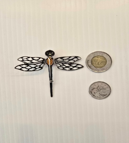Vintage Dragonfly Brooch Silver -925