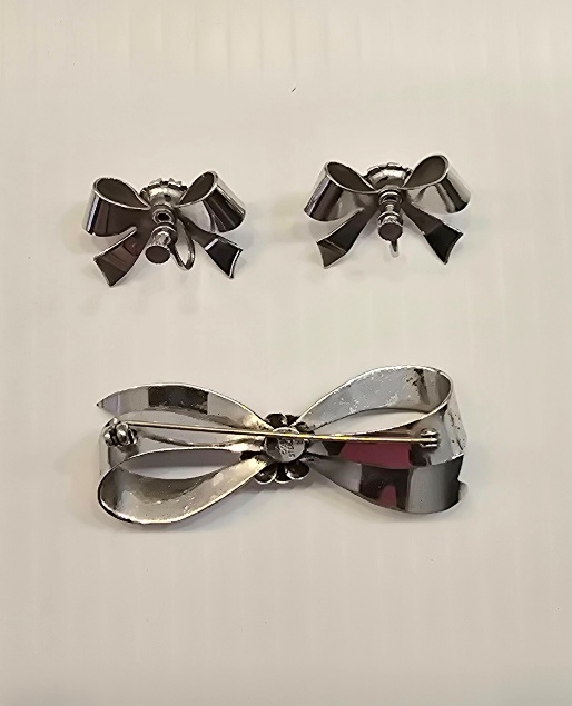 Vintage Bond Boyd Sterling Brooch and Earring Set
