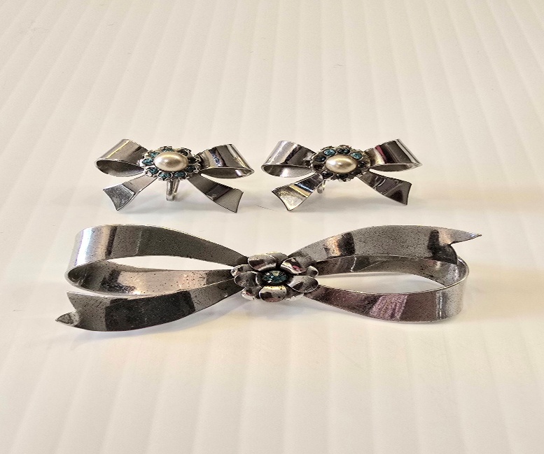 Vintage Bond Boyd Sterling Brooch and Earring Set