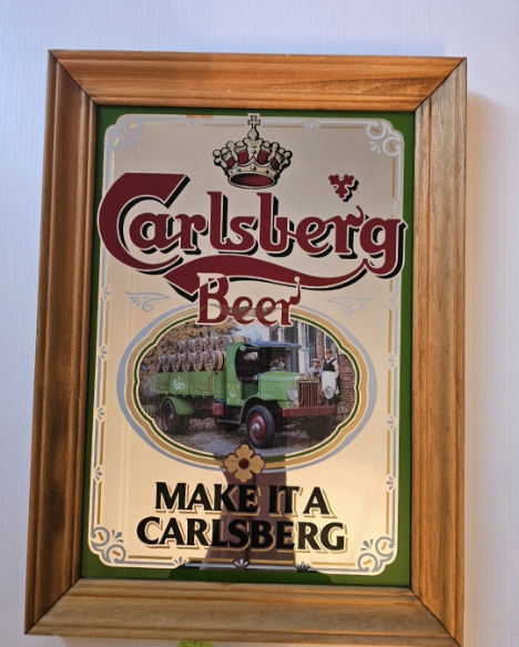 Framed Carlsberg Beer Mirror 18 1/2" x 13 1/2"
