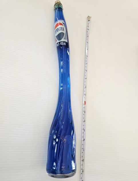 Pepsi Cola 16 oz Stretched glass bottle 70s 18" Tall
