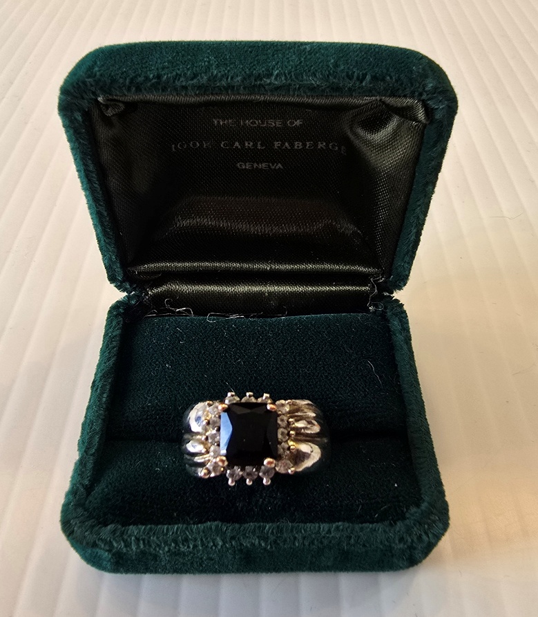 Silver Ring -925 Size 7 Black Stone