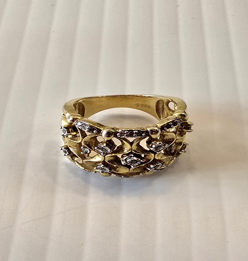 Silver Ring with Gold Tone Silver Ring -925