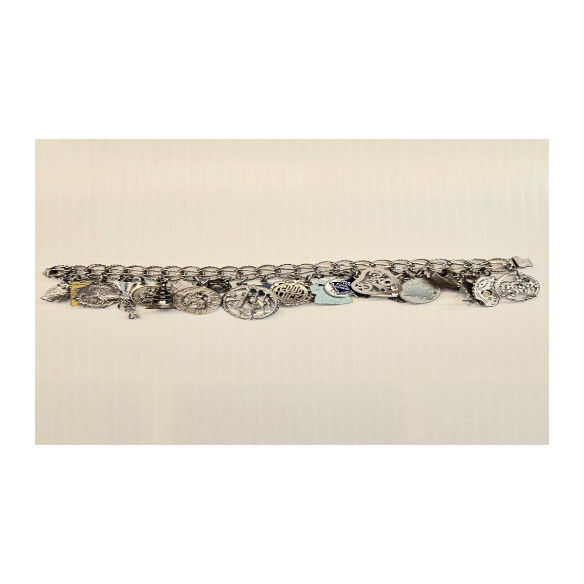 Vintage Charm Bracelet Silver -925 20 cm length 3 cm width
