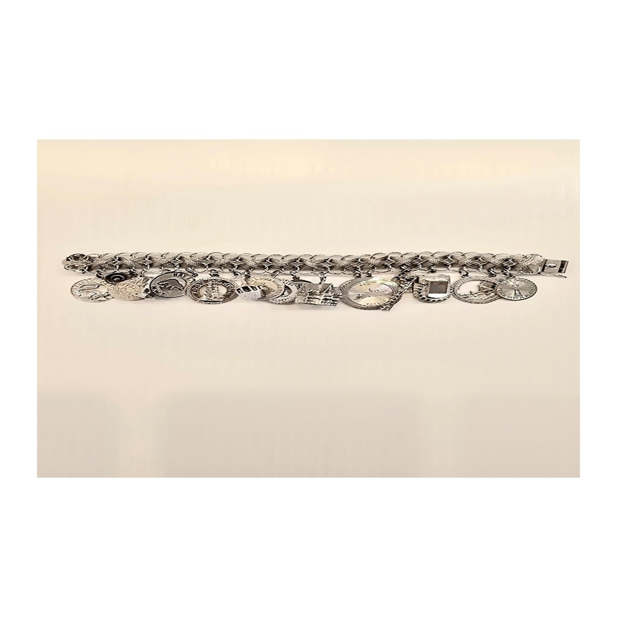 Vintage Charm Bracelet Silver -925 20 cm length 3 cm width