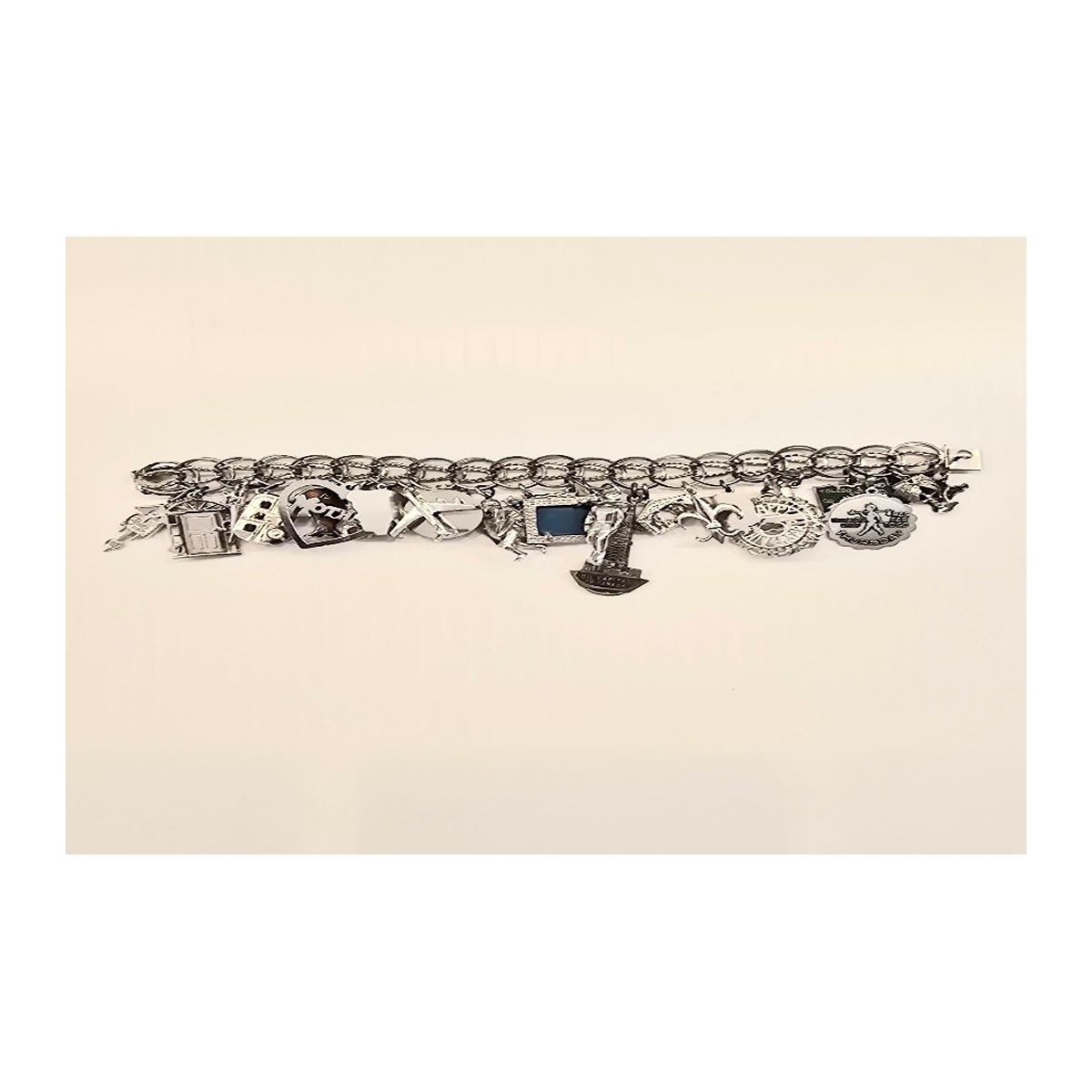 Vintage Charm Bracelet Silver -925 20 cm length 3 cm width